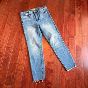 KUT from the Kloth Charlize High Rise Fab Ab Cigarette Leg Jeans Raw Hem Size 8